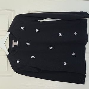 Banana Republic XS Black Embellished Long Sleeves Top